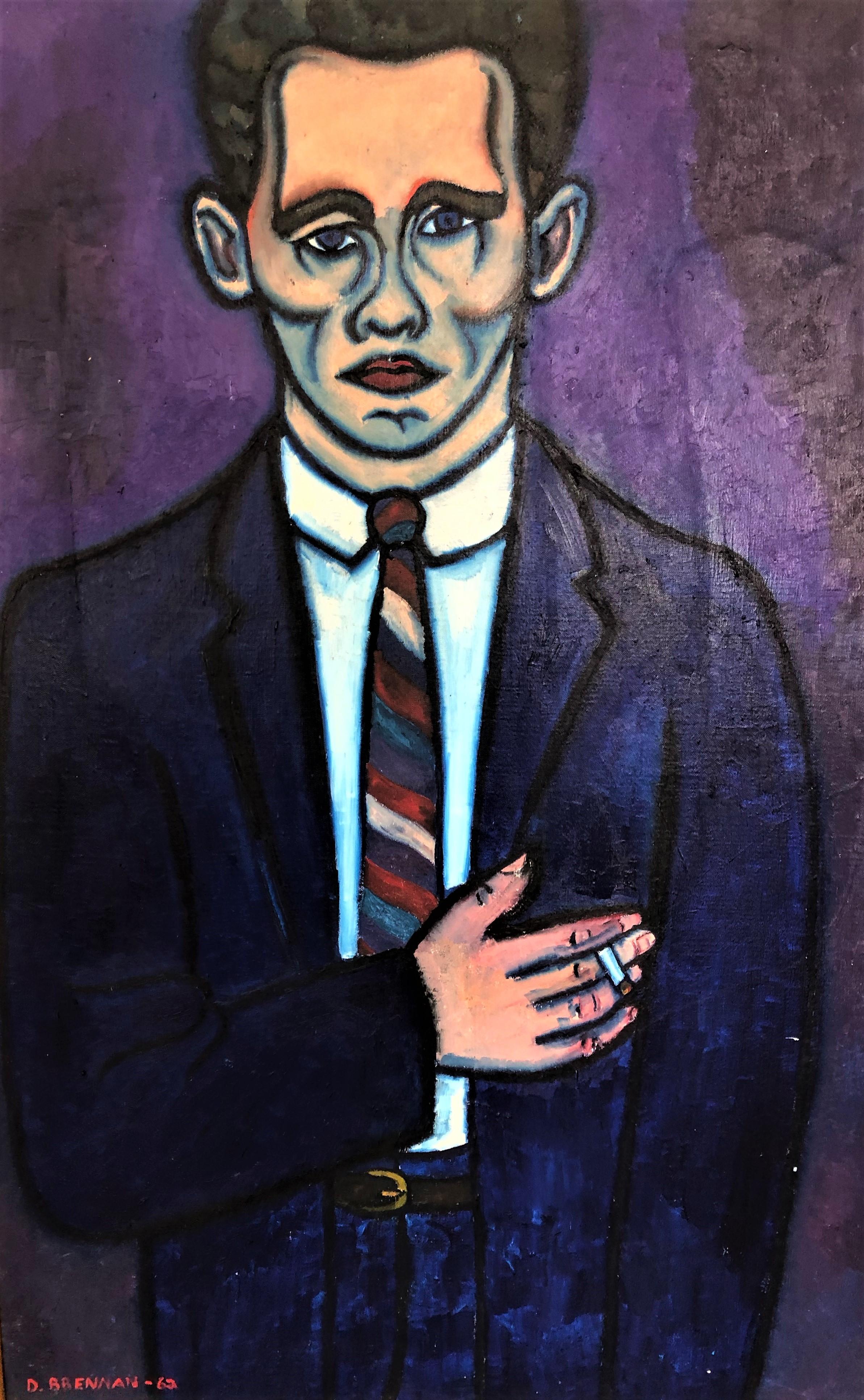 Daniel Brennan Portrait Painting – Porträt mit Zigarettenbörse