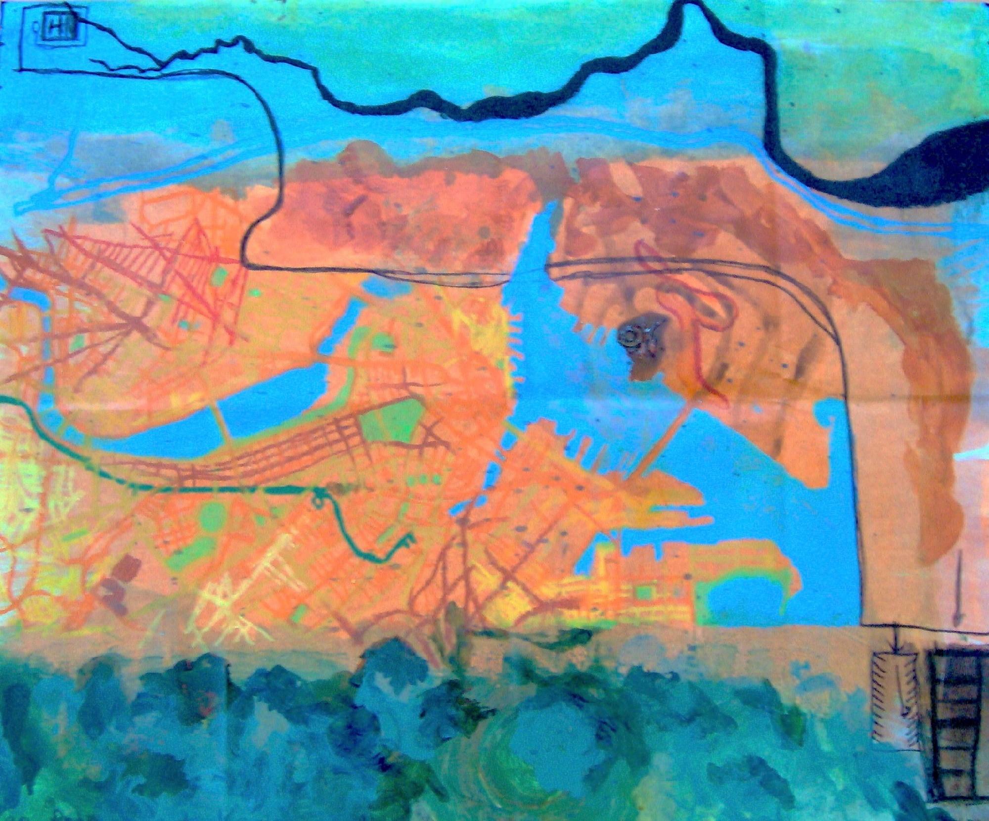 Map from Home to Kaz's Gallery - Mixed Media Art by Kory Twaddle