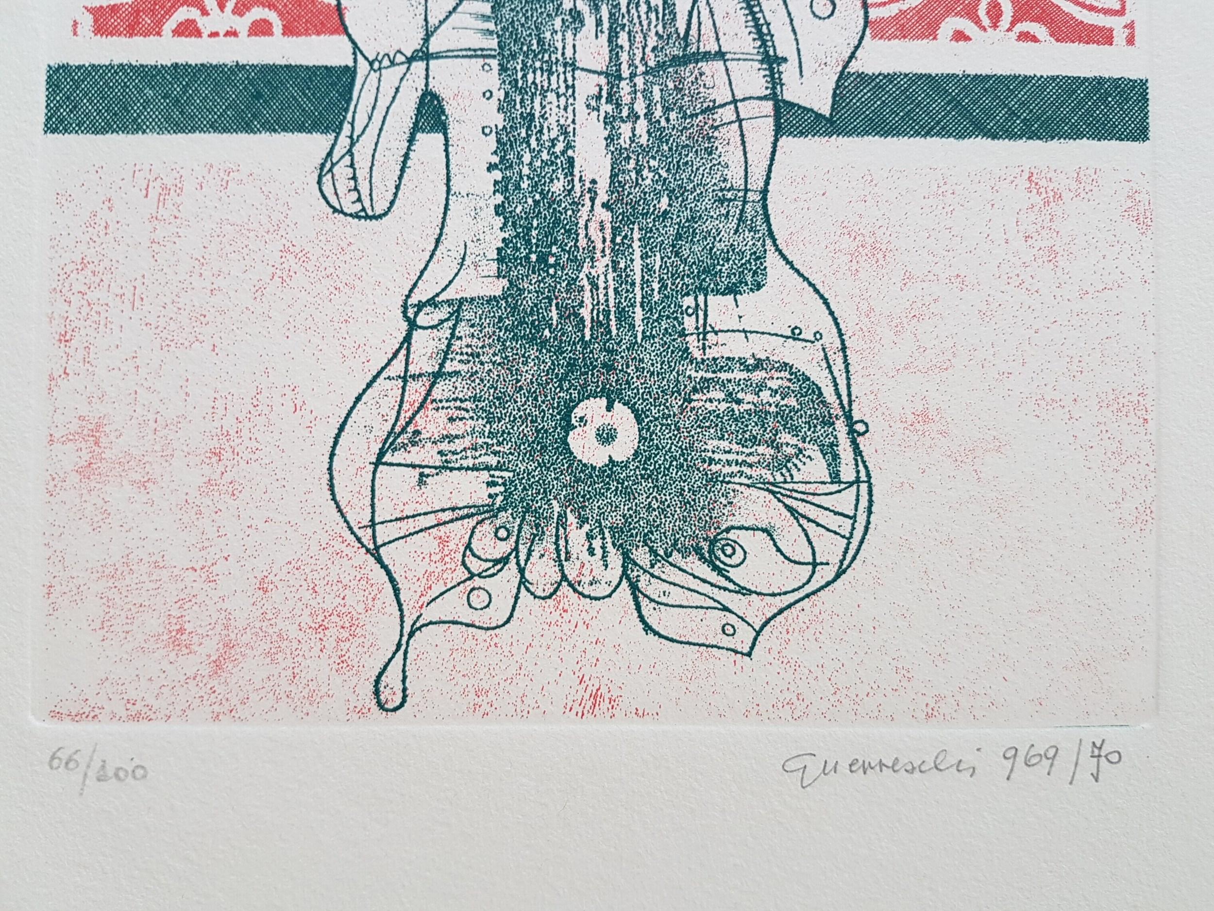 Figure en vert - Print de Giuseppe Guerreschi