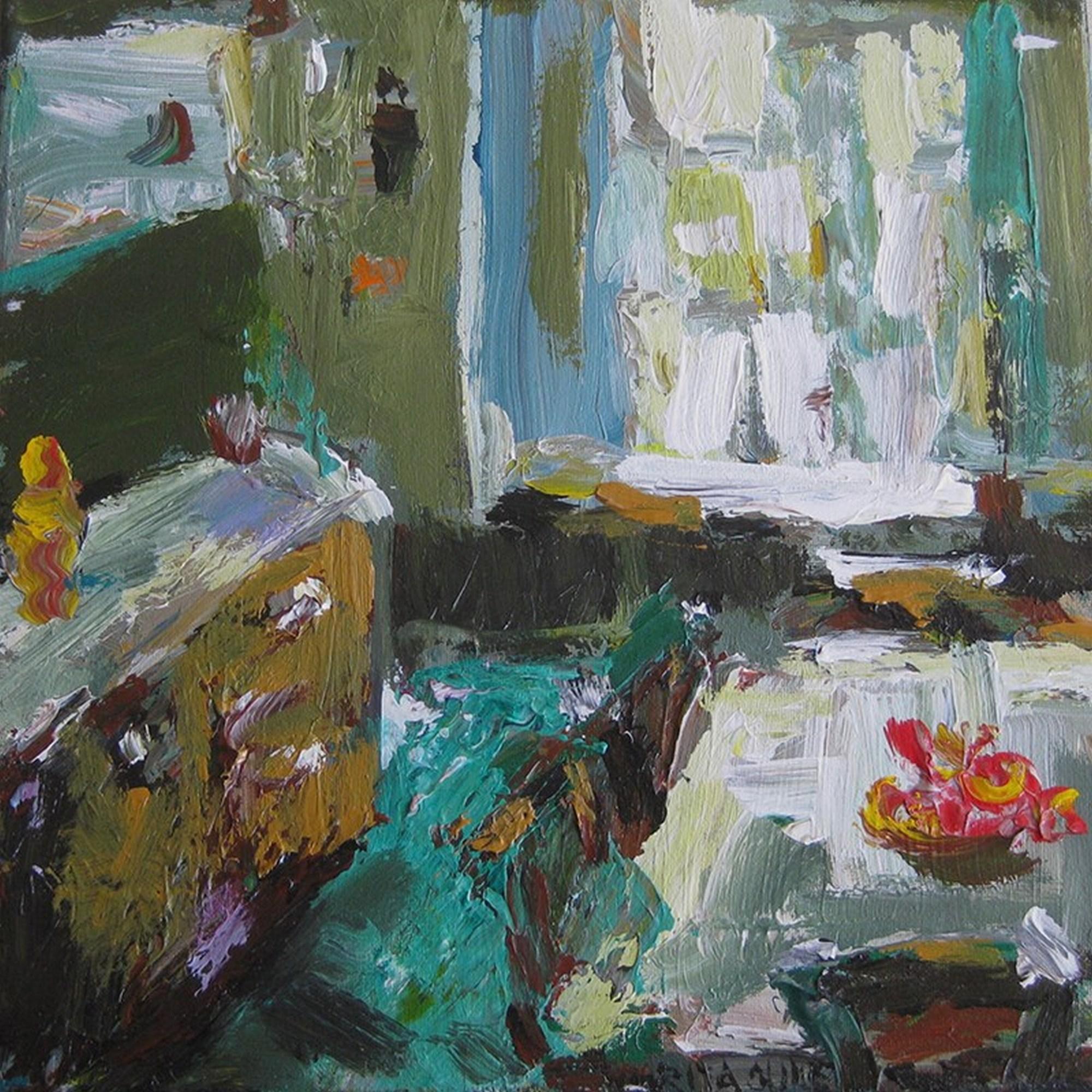 A Diningroom In Pittsburgh - Painting by Rita Guile