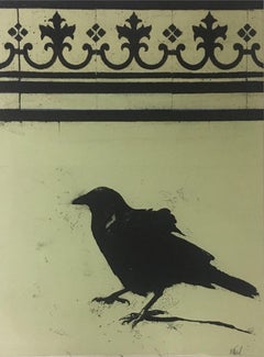 COMPLICATED CROW (Gum Arabic print - black, beige, light green)