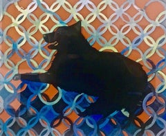 ORANGE DOG (Gum Arabic print - black, orange, blue)