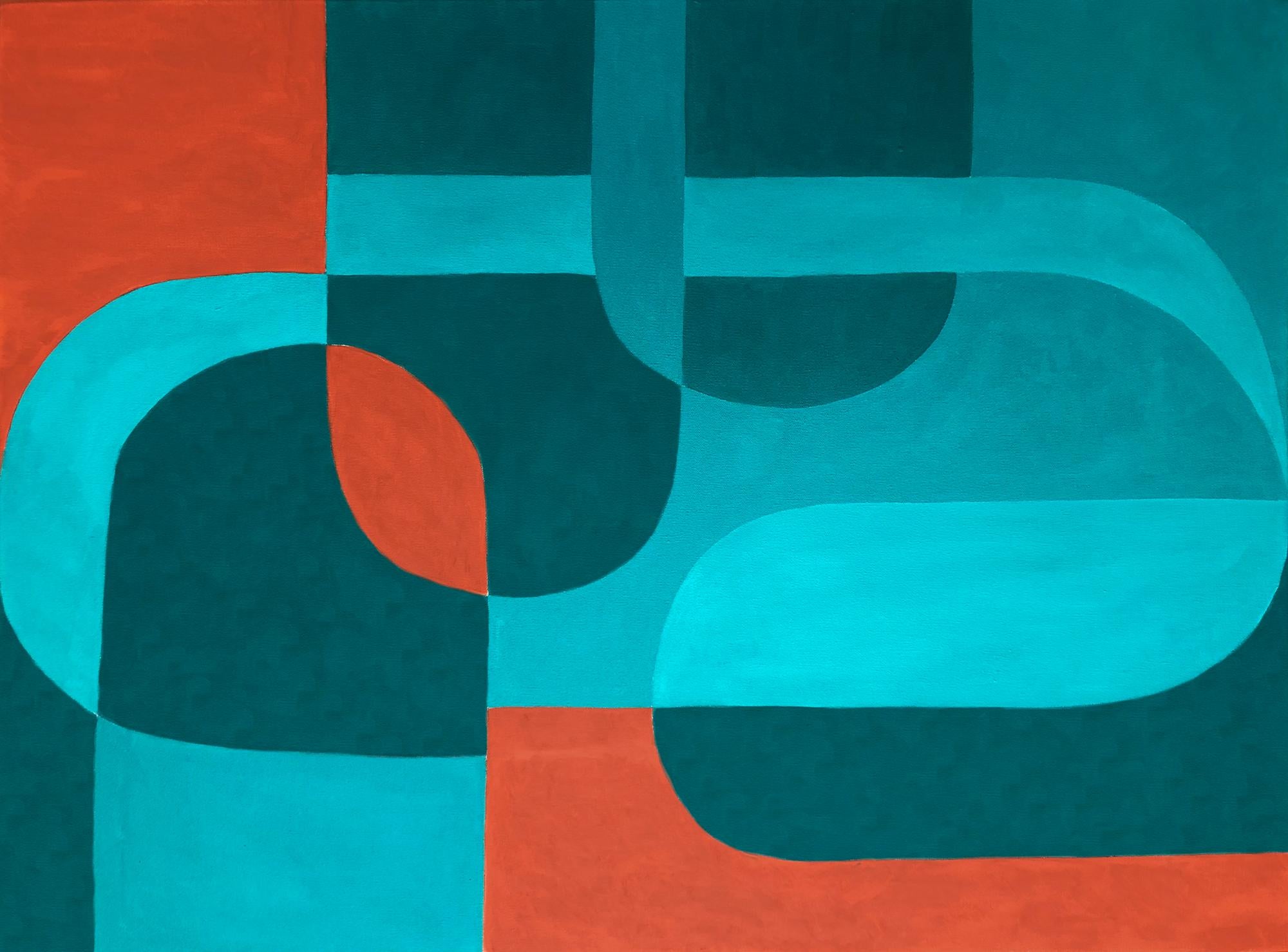 Cross Currents (Geometric Abstraction, Minimalism, Josef Albers, Hard Edge) - Painting by Susan Kiefer