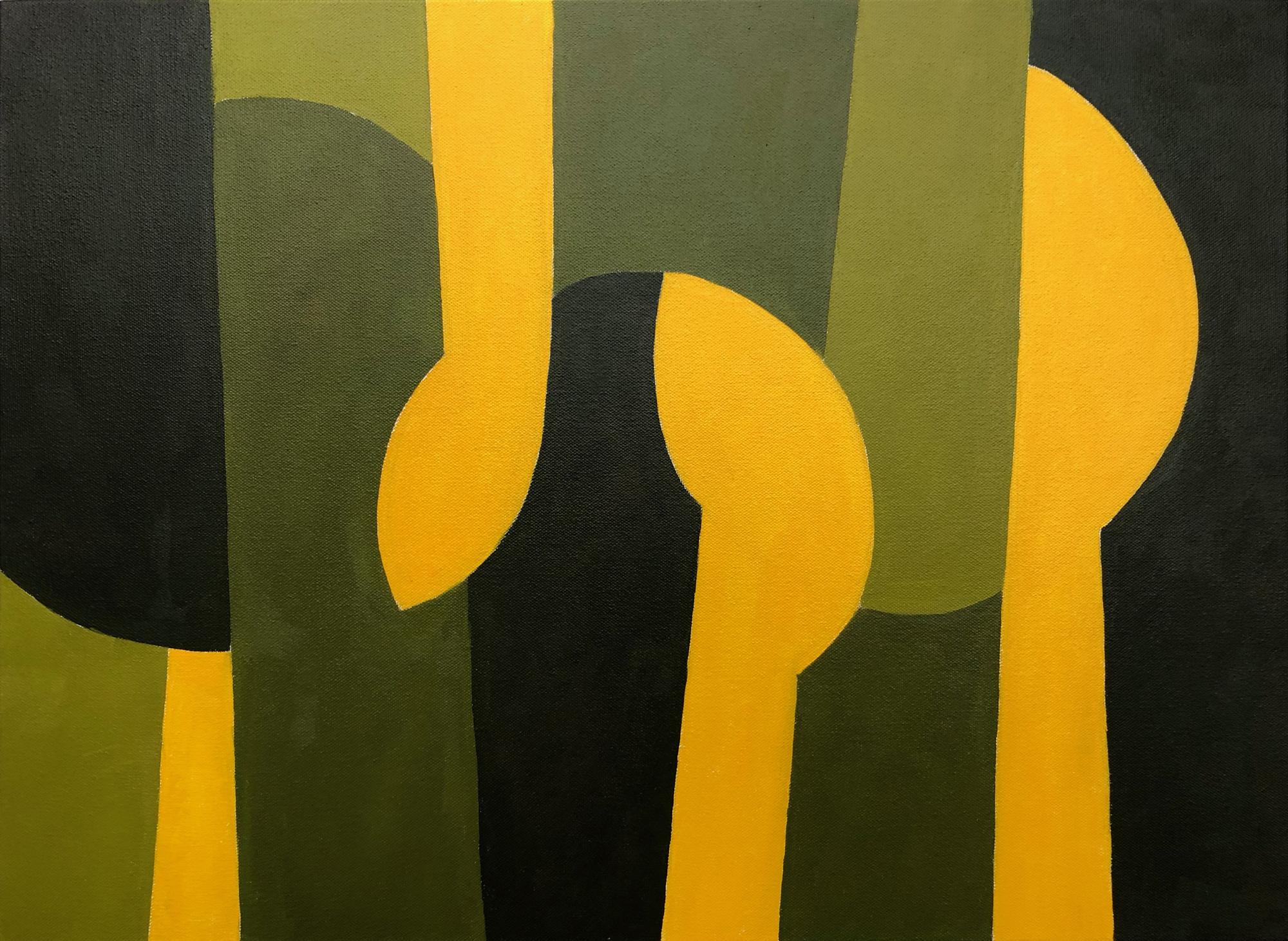 Susan Kiefer Abstract Painting - Sage (Geometric Abstraction, Minimalism, Josef Albers, Hard Edge)