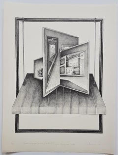 Two Opposing Views Meet (Geometric, Op Art, Modern, Architecture, Interior)