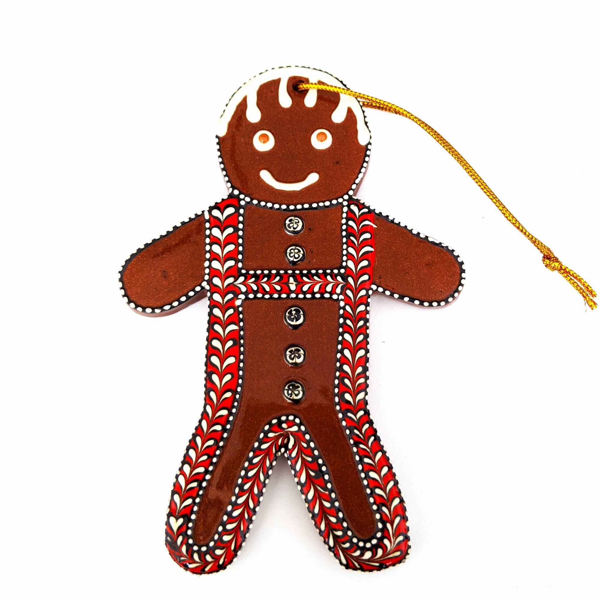 Gingerbread Man with Heart Suspenders and 5 Buttons - Sculpture by Irma Starr