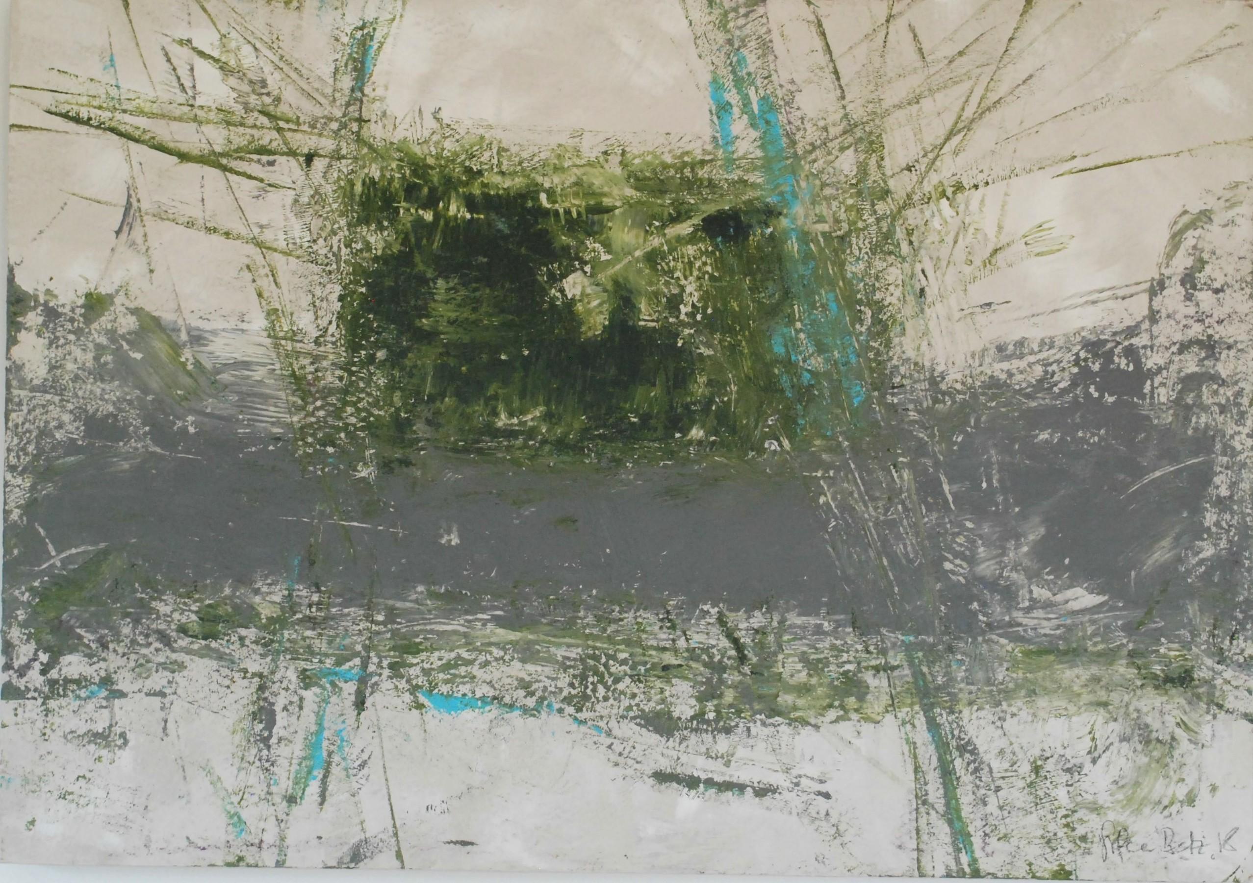 Stefanie Betz Abstract Painting - Green Explosion II
