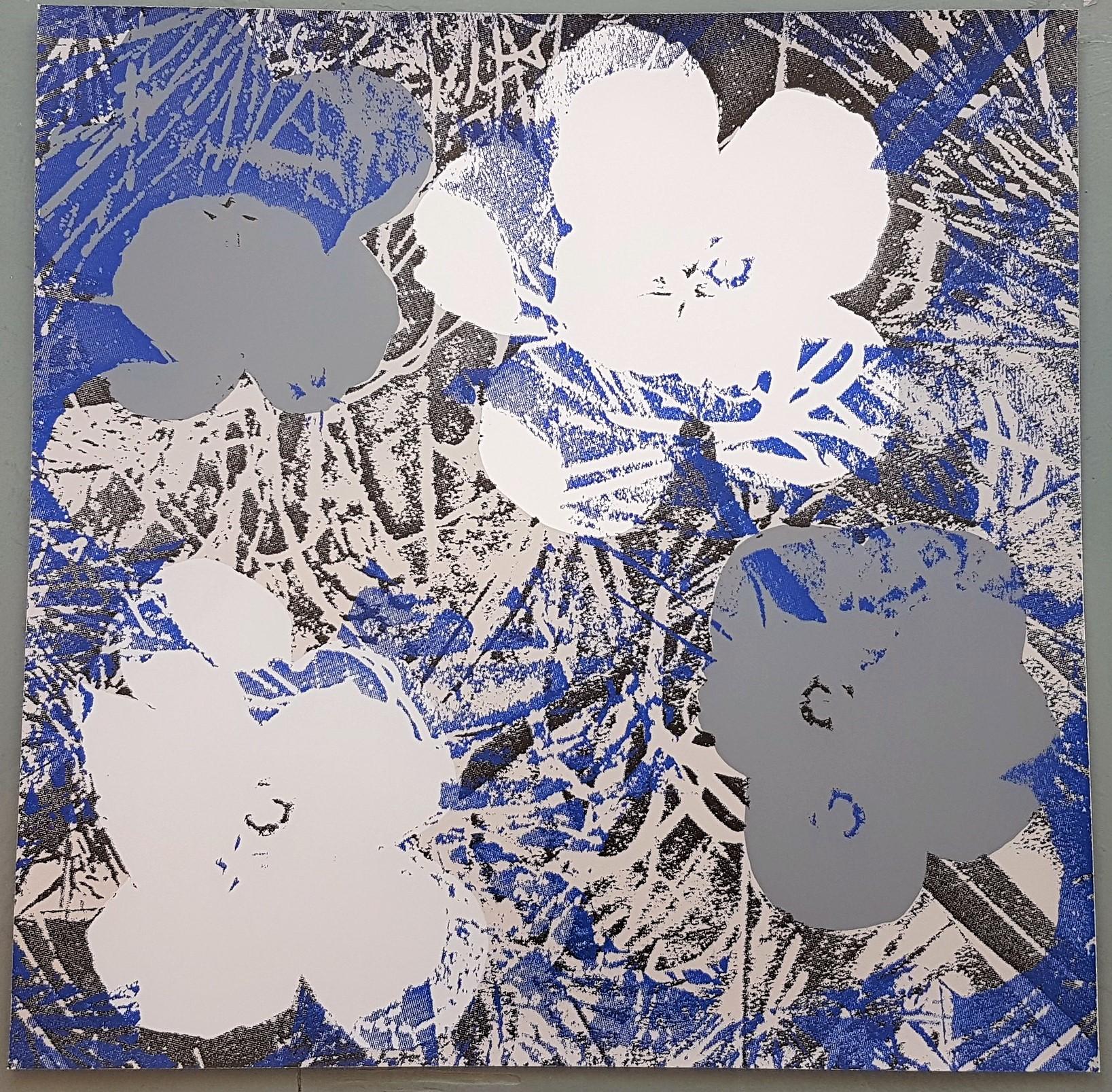Jurgen Kuhl  Figurative Print - Flowers (Blue, Grey Hues - Pop Art)