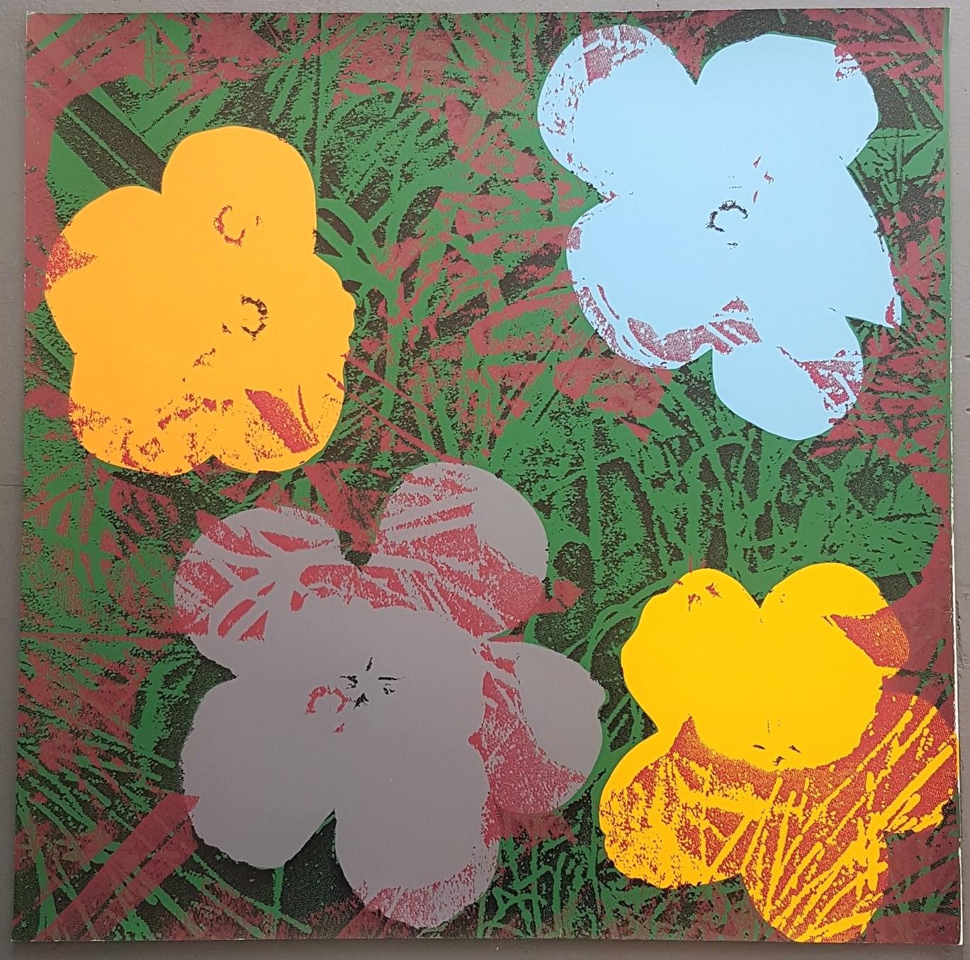 Flowers (Yellow, Grey, Blue Hues - Pop Art) - Print by Jurgen Kuhl 