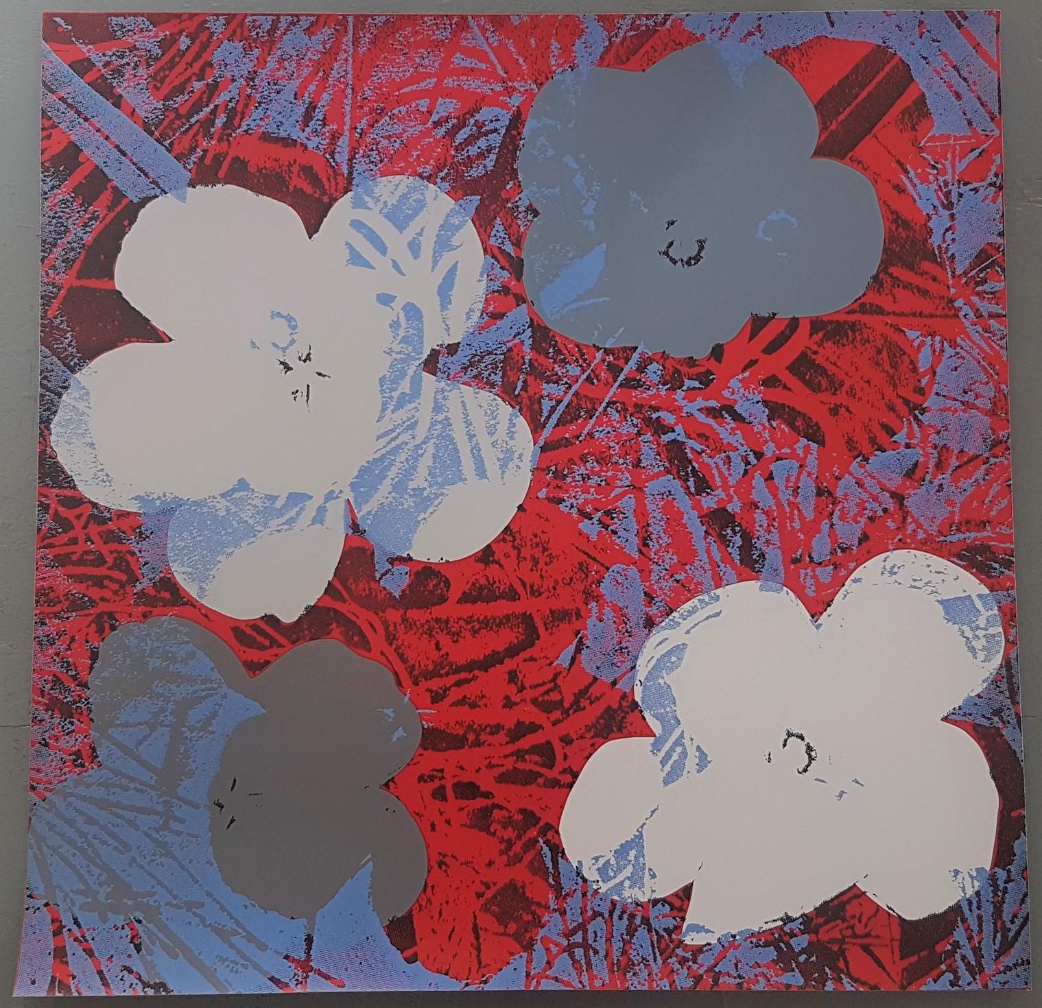 Flowers (Grey and Red Hues - Pop Art) - Print by Jurgen Kuhl 