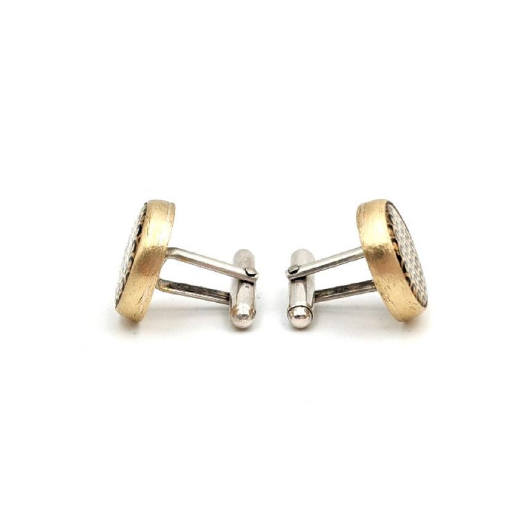 Melanie Sherman
Cufflinks: Black Porcelain with Gold Pattern  Sterling Silver & Brass Findings
Dimensions: 27mm/20mm x 19mm x 19mm
Materials: Porcelain, Glaze, Luster Decal
Metal type: 925 Sterling Silver, Brass
COA Provided

Available on