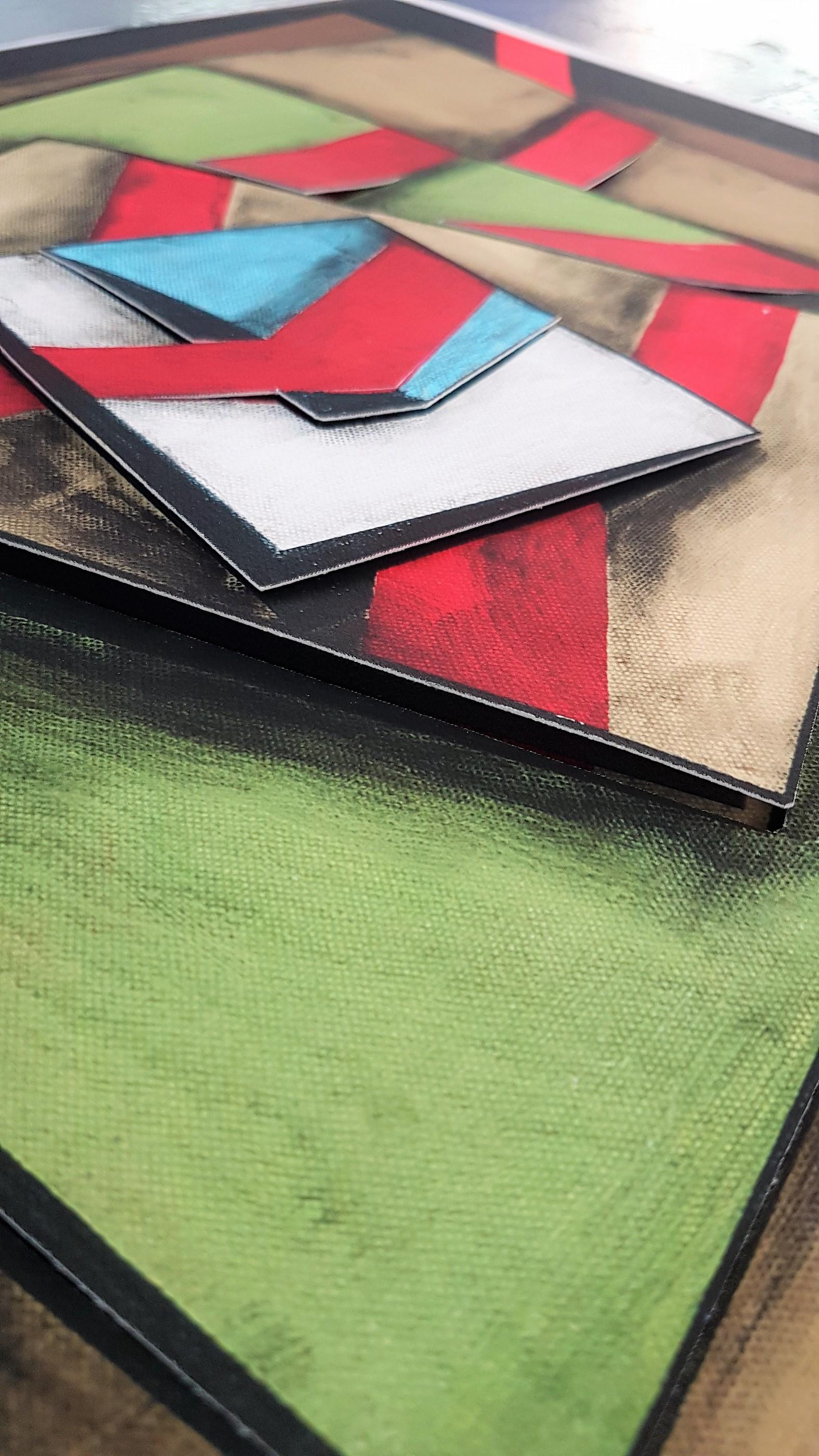 Geometric Composition #3 (3D Art, Op-Art, Red, Stripes) For Sale 2
