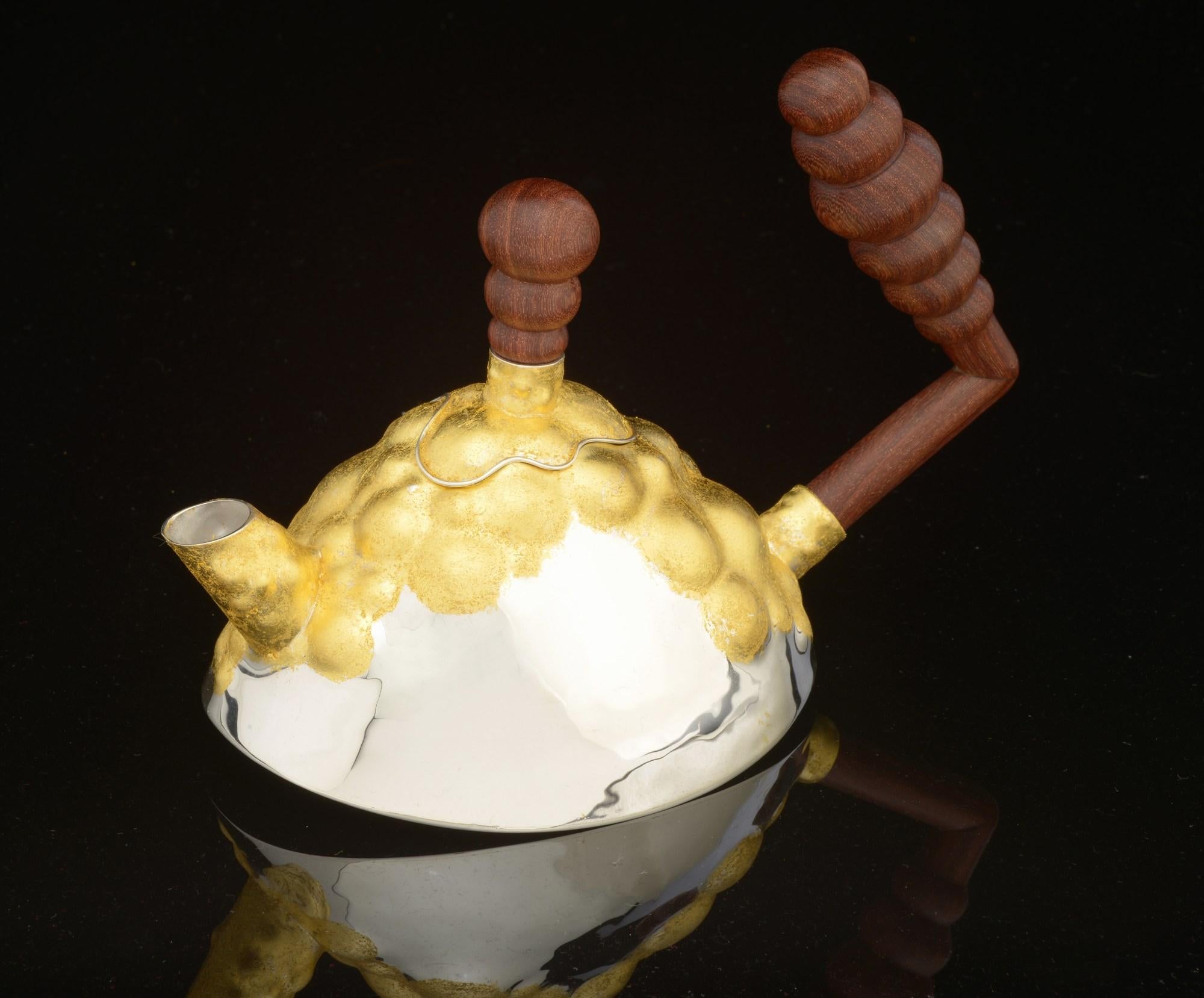 Genevieve E. Flynn Figurative Sculpture - Golden Botrus Teapot
