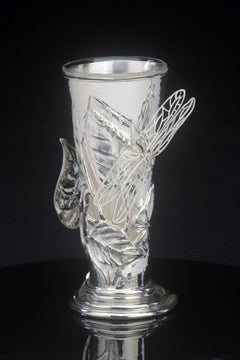 Used Taro Leaves and Dragonfly Bud Vase
