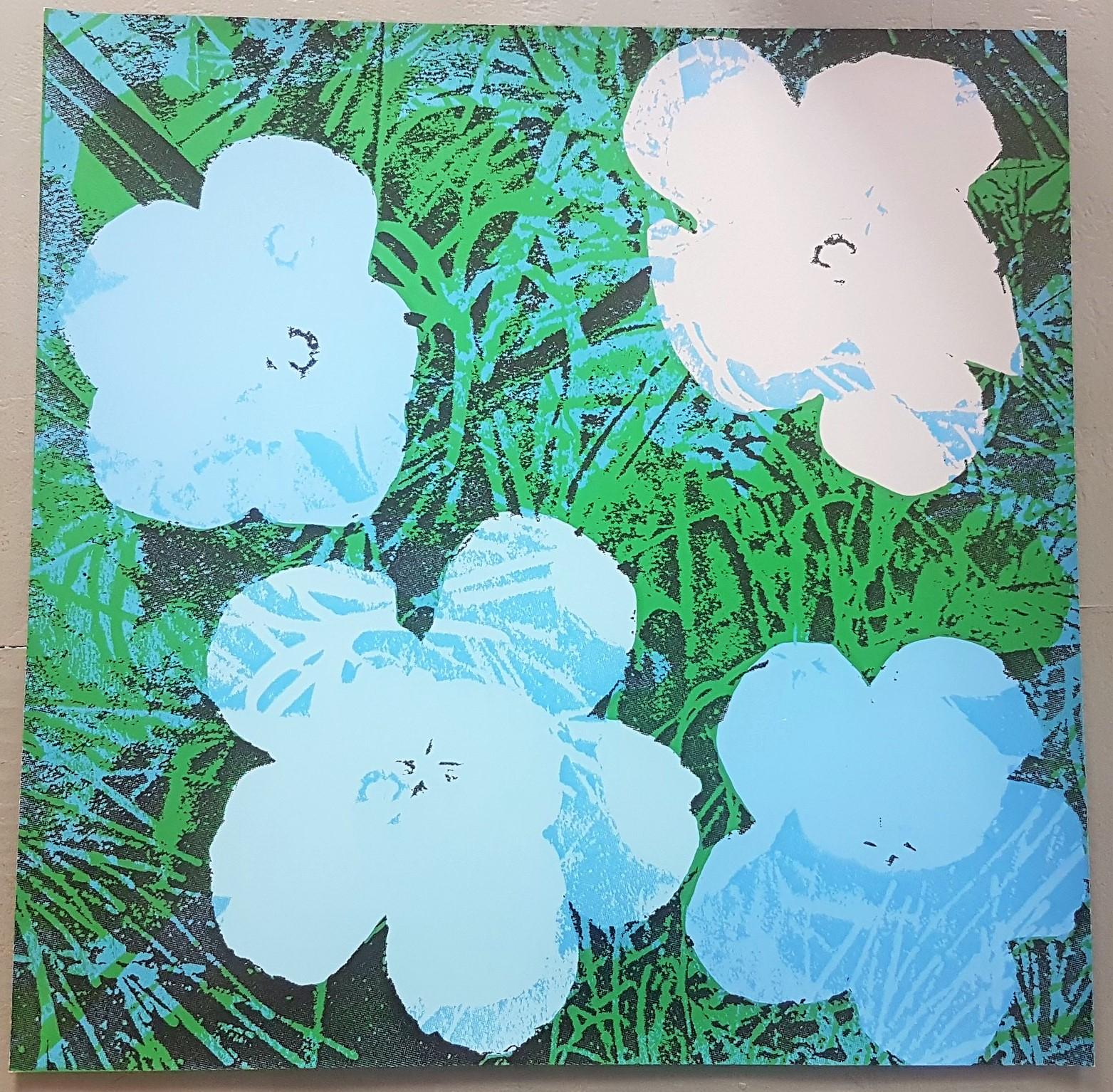 Flowers (Blue and Grey Hues - Pop Art) - Print by Jurgen Kuhl 