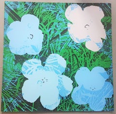 Fleurs (Huiles bleues et grises - Pop Art)