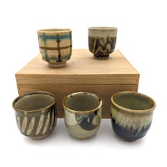 Set of Yunomi Tea Cups (Japanese Mashiko Pottery, Bernard Leach)