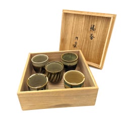 Set of Yunomi Tea Cups (Japanese Mashiko Pottery, Bernard Leach)