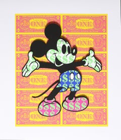 Dollar Mickey (Orange) (Pop Art, Street Art, Urban Art, Disney)