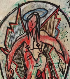 "Angelo ribelle" by Enzio Wenk, 2020 - Watercolor on Paper, Figurative Angel