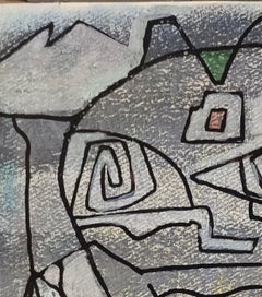 "Maschera" by Enzio Wenk, 2022 - Gray Watercolor on Paper, Figurative Portrait