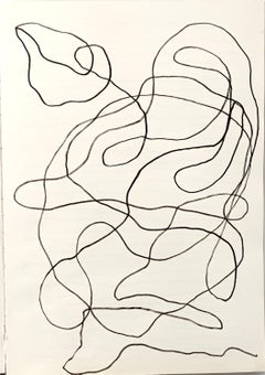 "Volto con Fiore in Testa" by Enzio Wenk, 2020-2021 - Marker on Paper, Portrait