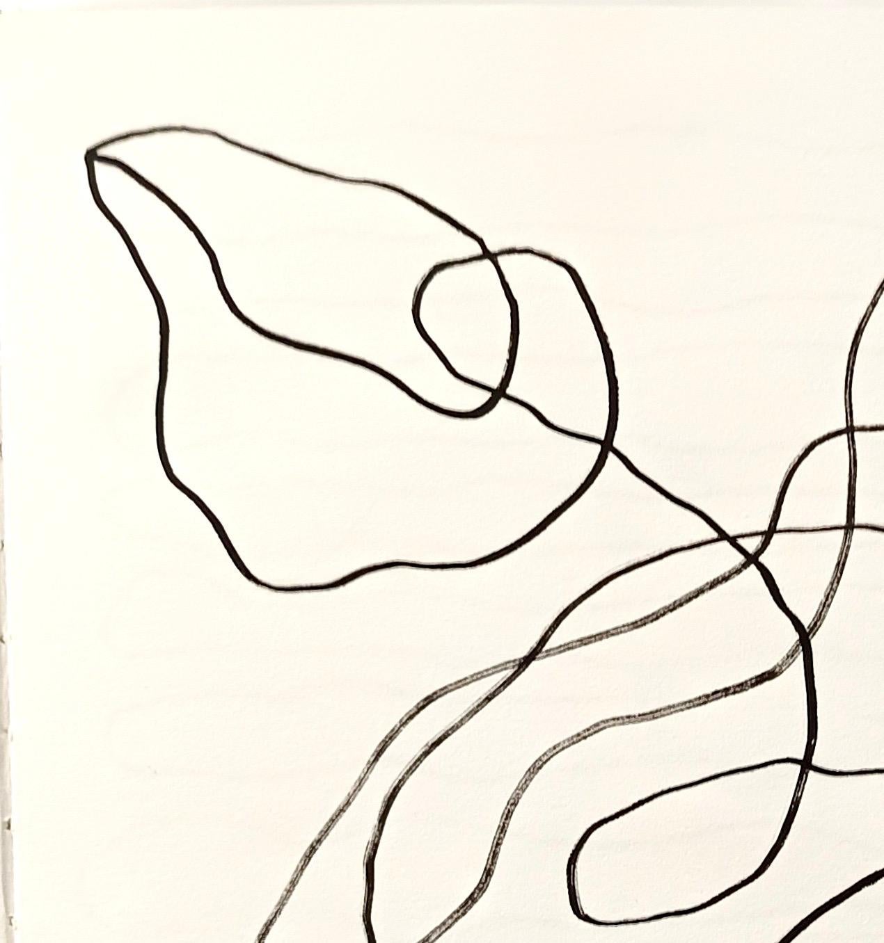 « Volto con Fiore in Testa » d'Enzio Wenk, 2020-2021 - Marque sur papier, Portrait en vente 1