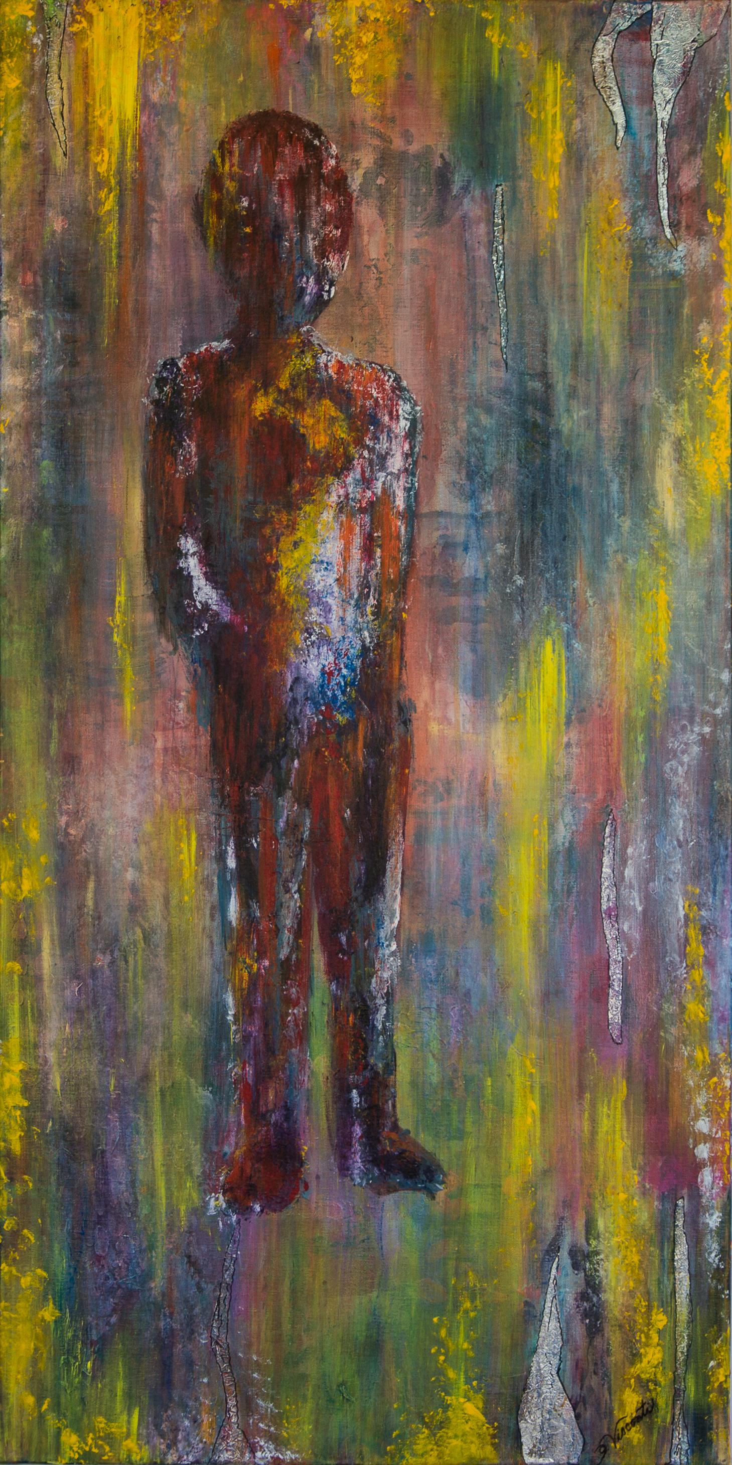 LONER- colorful figurative painting vertical