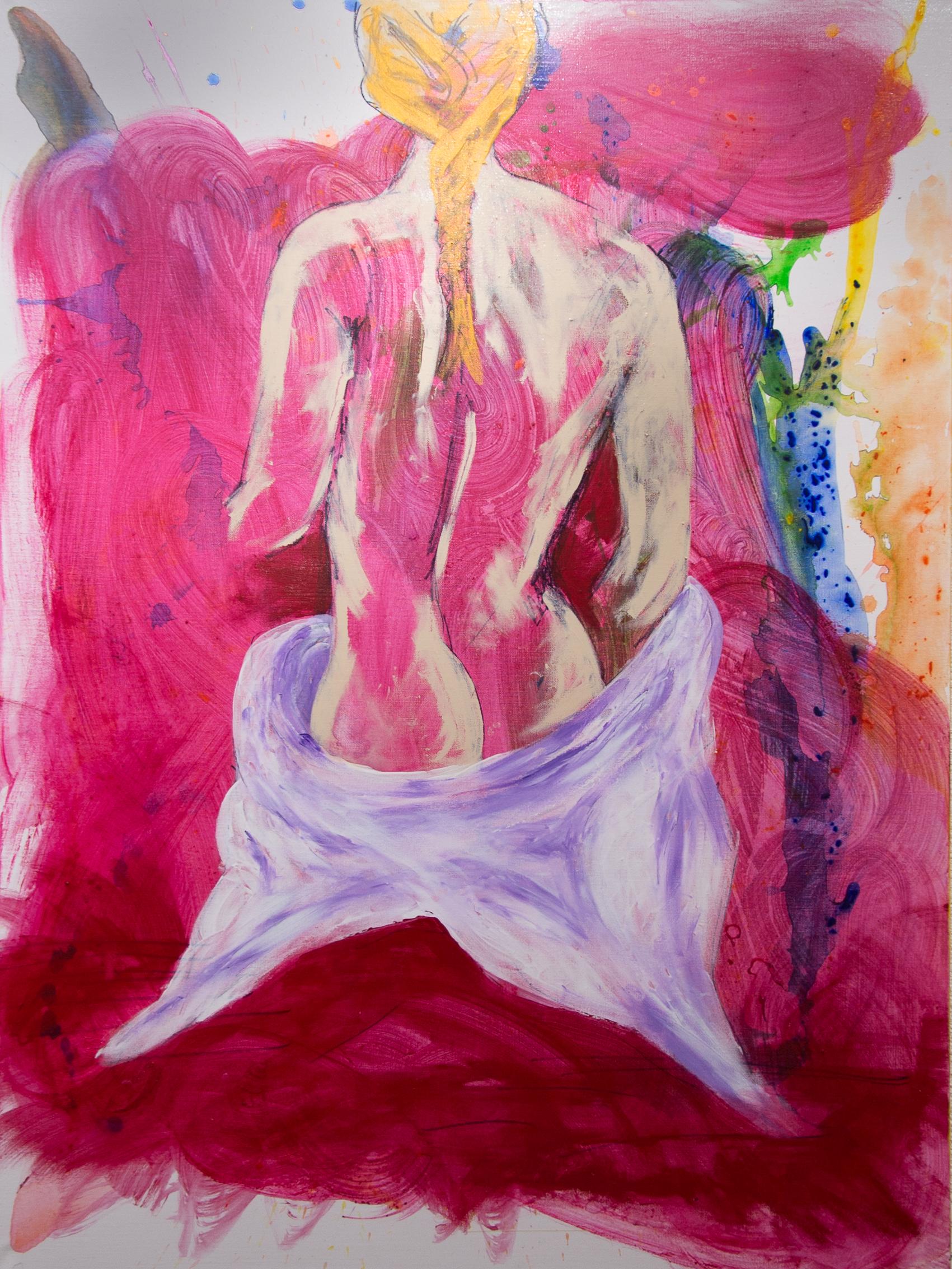 Gary Visconti  Figurative Painting - WOMEN OF THE NIGHT pink aclylic on canvas