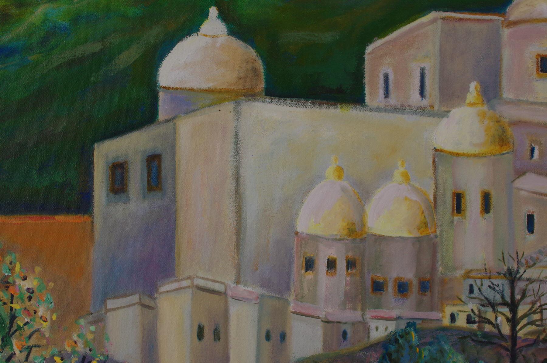 ENTRY INTO JERUSALEM- Landscape Painting blue and yellow 1
