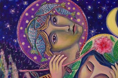 LOVERS UNDER STARS- Colorful vertical Painting