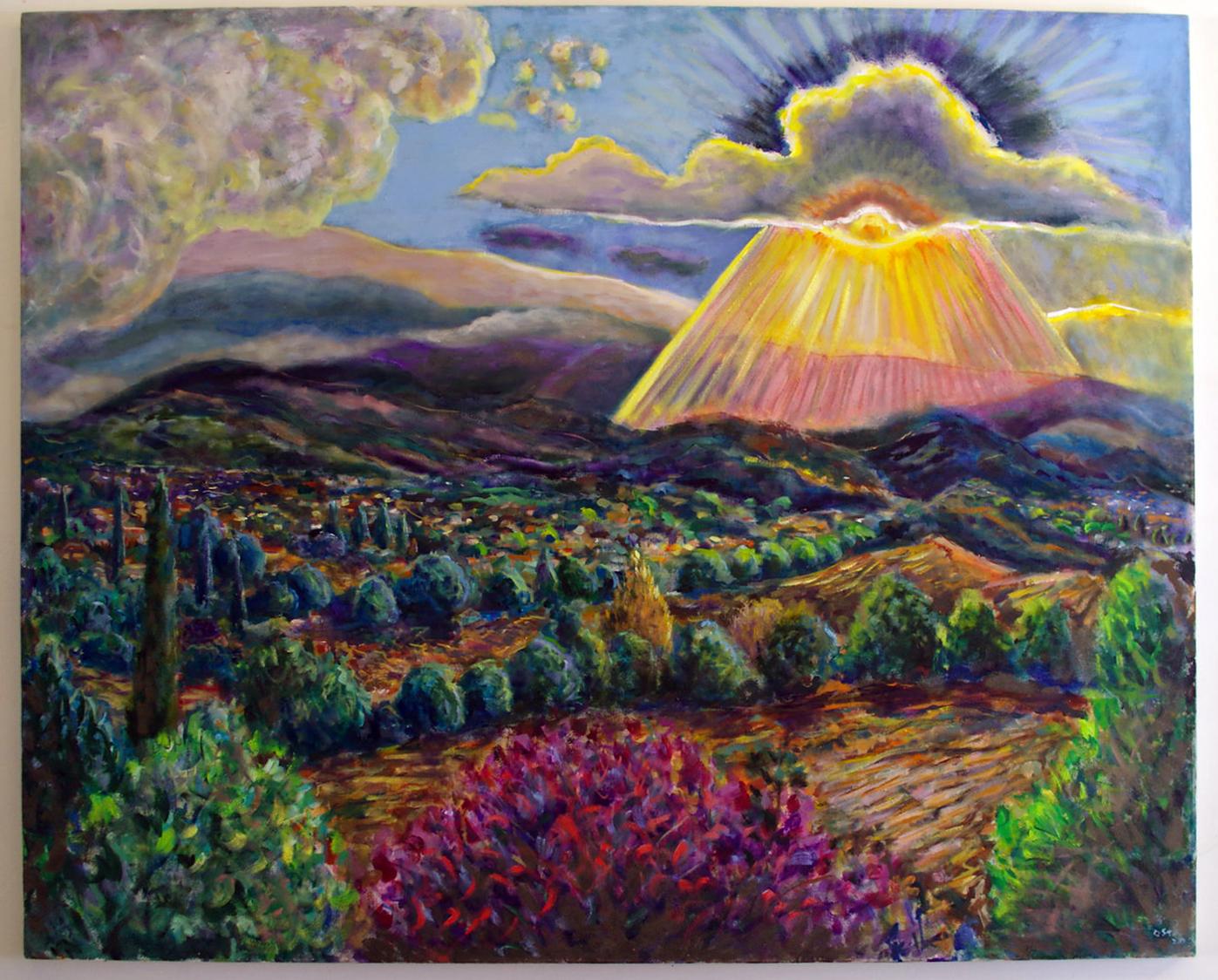 OAXACA SUNSET- Colorful Landscape Painting For Sale 2