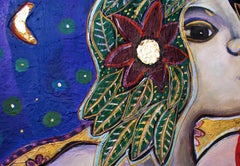 RED RIBBON- Blue & Red Painting vertical