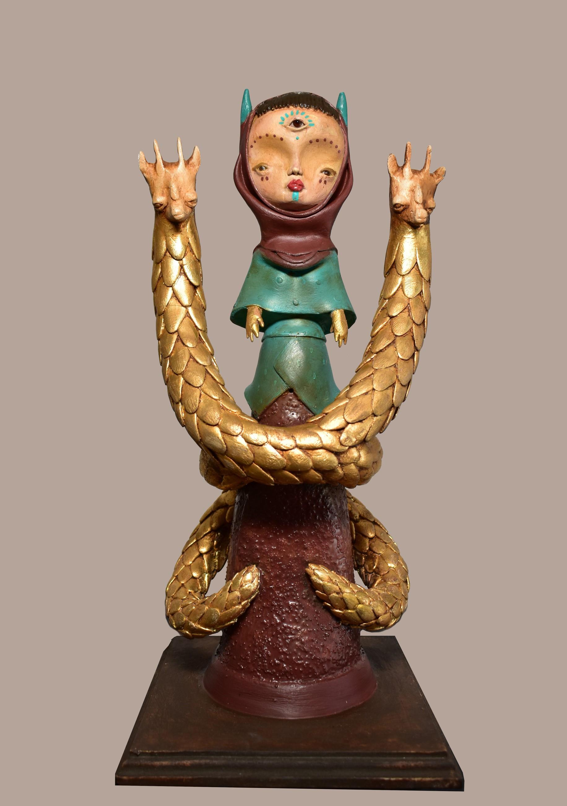 Serpiente dorada- Figurative Sculpture For Sale 2