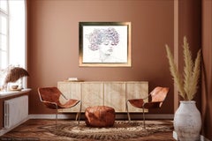 Calligramme de Méduse éclaboussant sa douleur - texte d'art, cadre doré