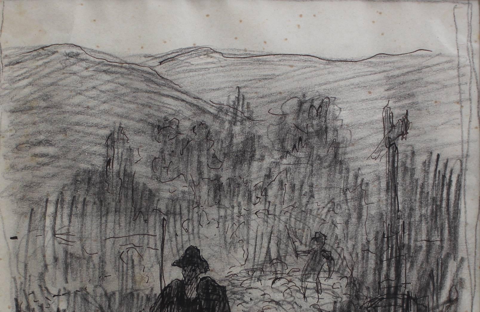 Gaêtan Dumas, 'Study of Mountain Shepherds', Pencil & Ink Drawing on Paper, 1906 5