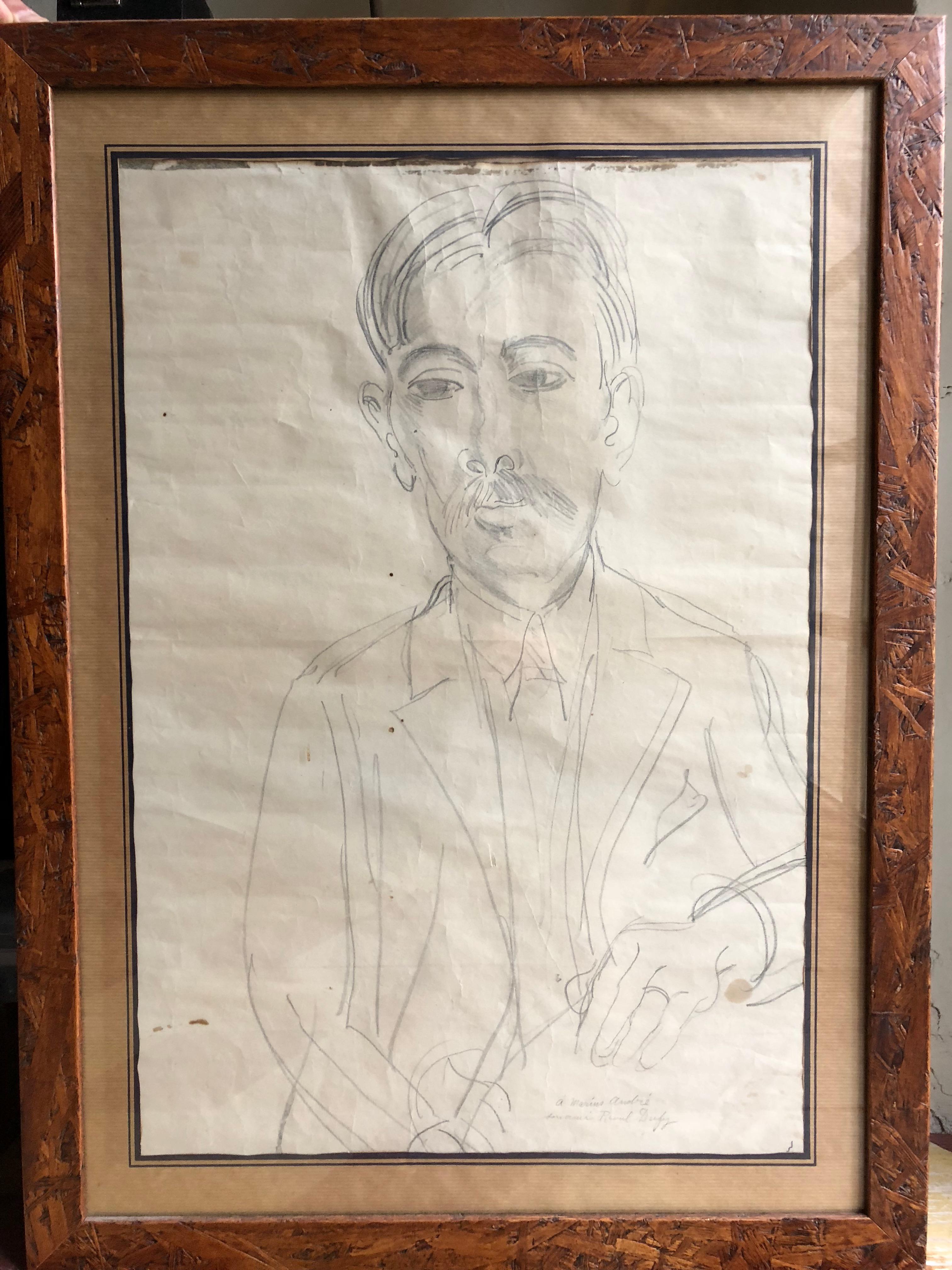 Original drawing (circa 1910 - 1925) of Marius André, pencil on paper, by Raoul Dufy (1877 - 1953). With impeccable provenance and authentication* by the leading expert on Dufy's work, this drawing has a very interesting history. Its owner, from