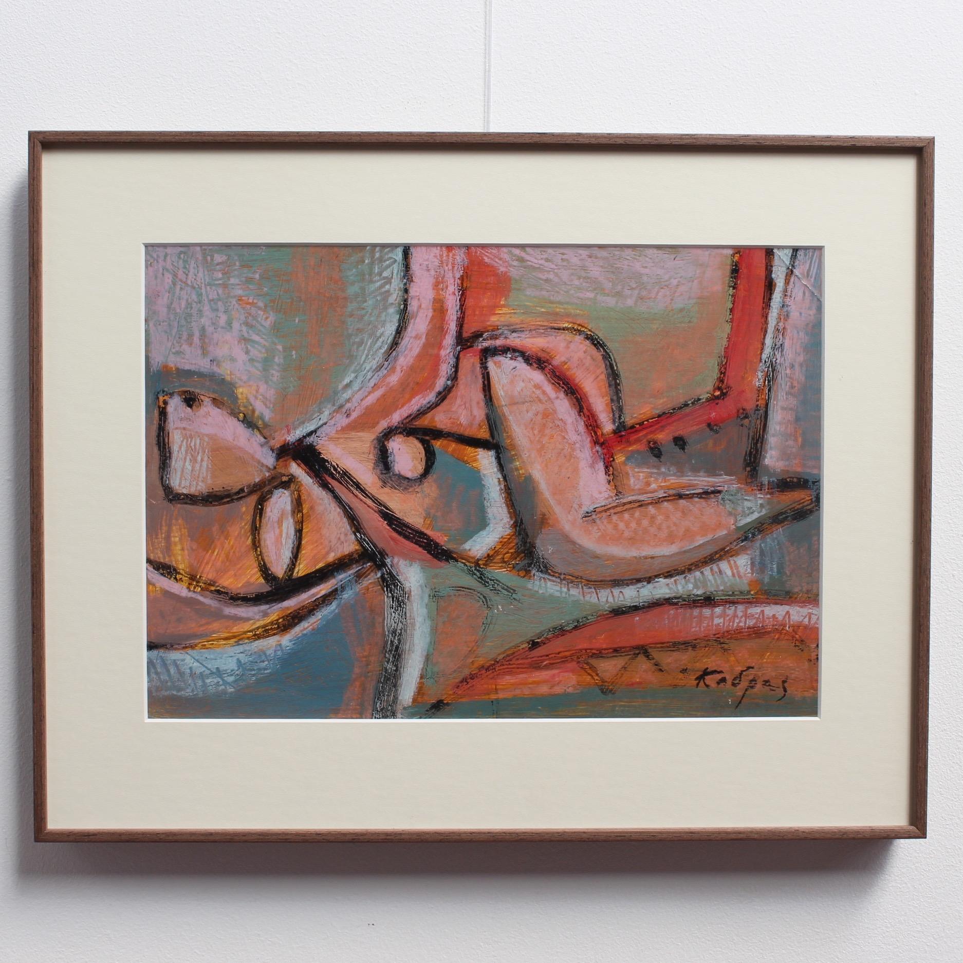 Reclining Woman in Abstract - Painting by Yiannis Kadras
