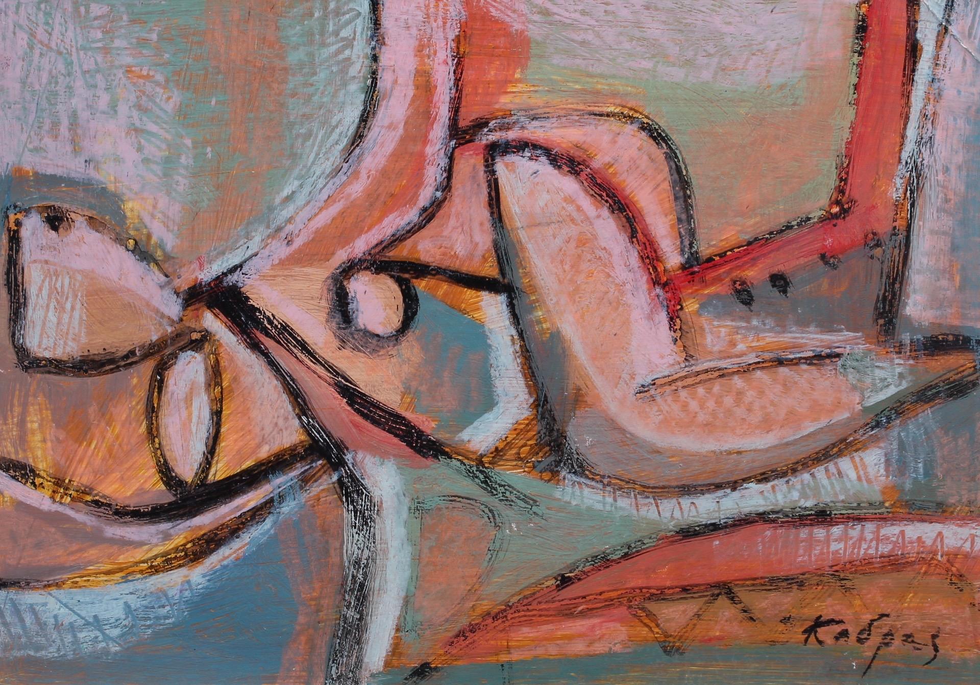 Yiannis Kadras Abstract Painting - Reclining Woman in Abstract