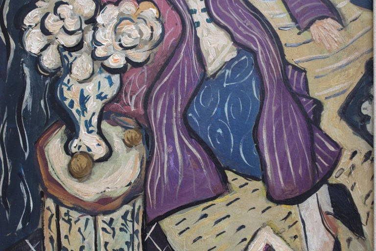 A.R.D. - « Portrait de femme en manteau violet » par A.R.D.:: vers les  années 1940 (D'après Henri Matisse) sur 1stDibs