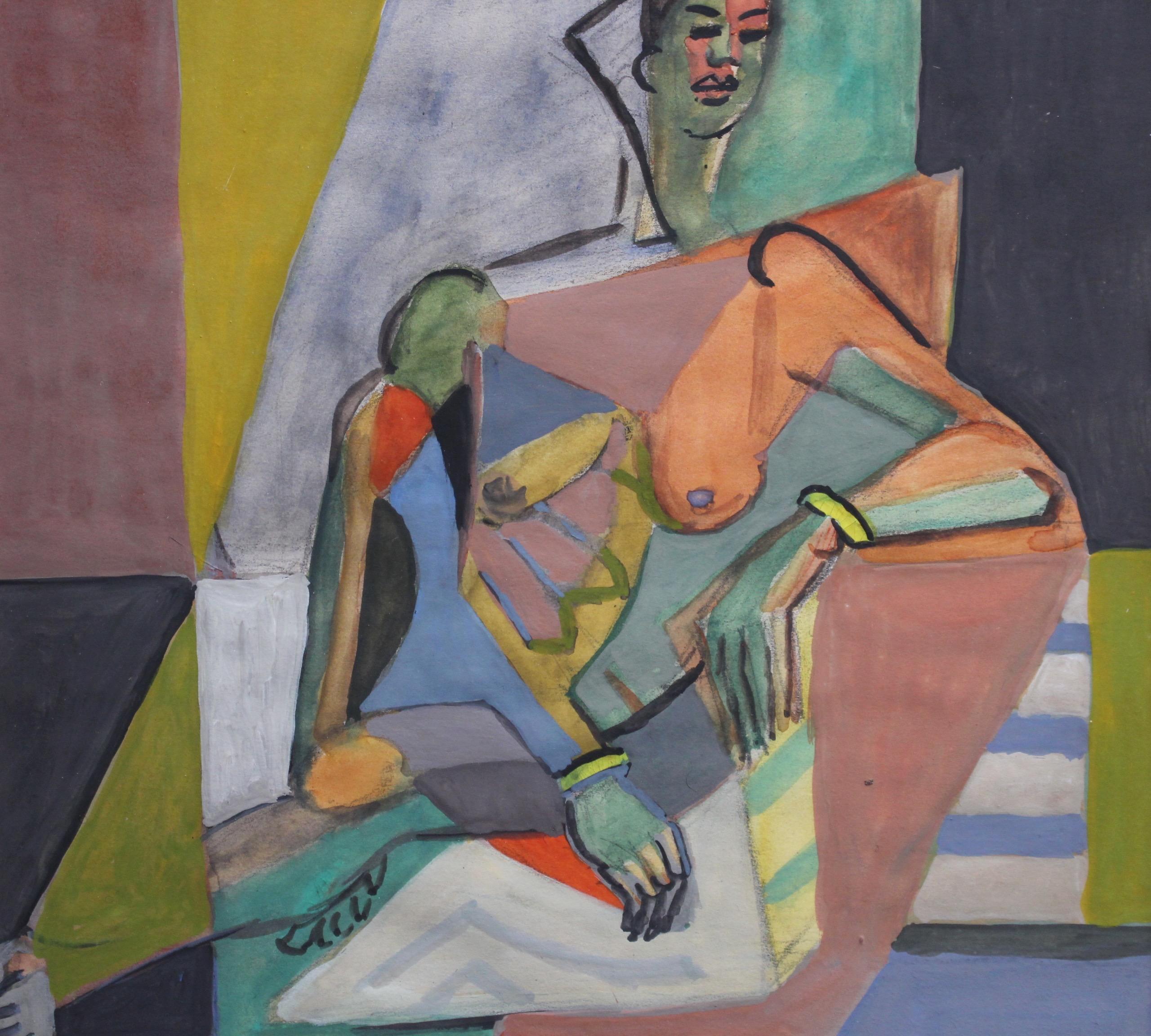Cubist Nude Portrait of Seated Woman II  3