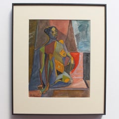 'Cubist Nude Portrait of Seated Woman' by Kosta Stojanovitch, 1954
