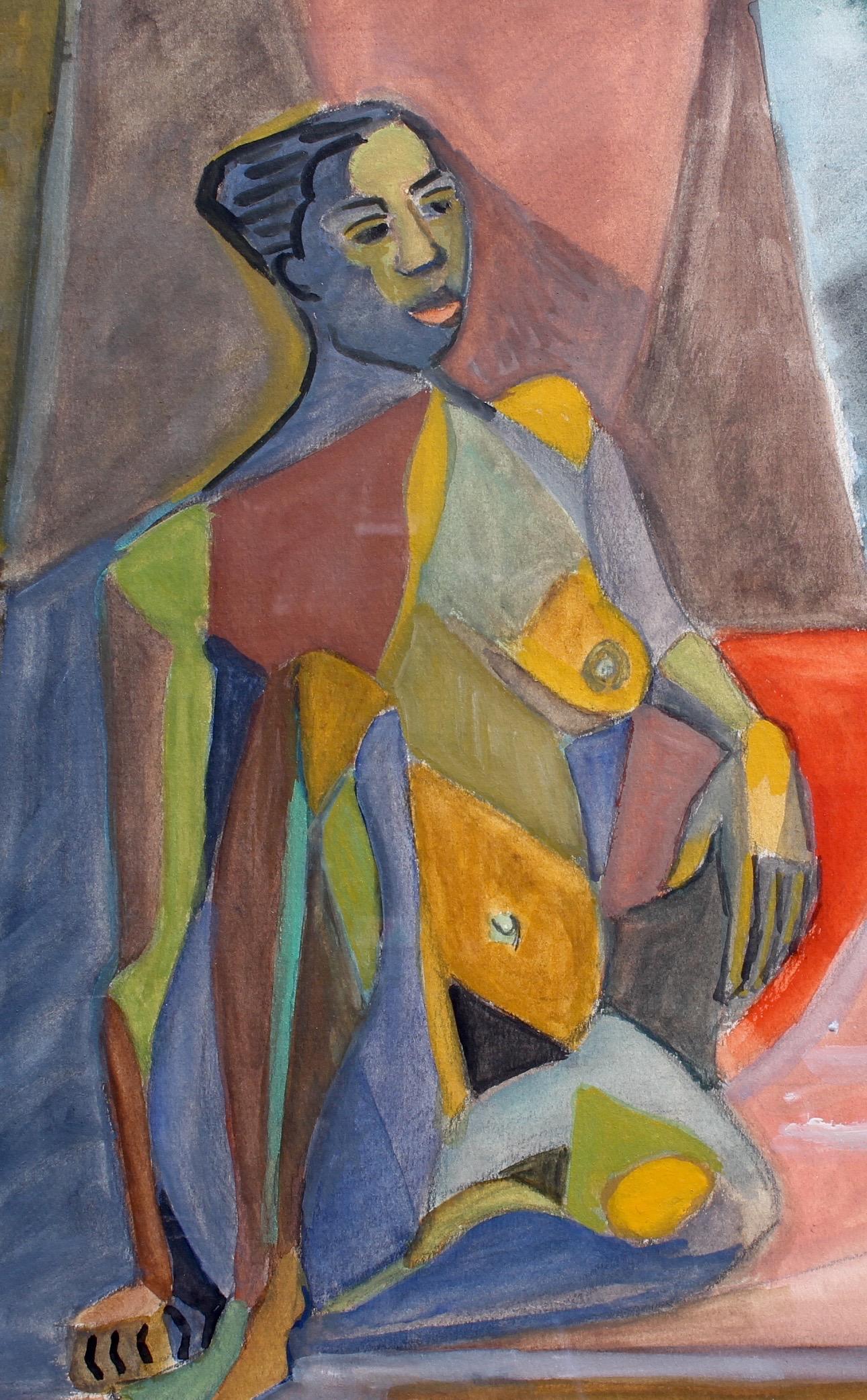 'Cubist Nude Portrait of Seated Woman' by Kosta Stojanovitch, 1954 5