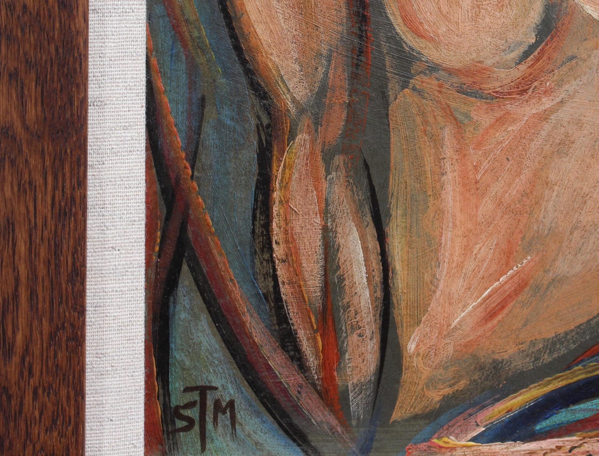 'Nudes in Repose' by STM, Mid-Century Modern Cubist Portrait Painting, Berlin 9