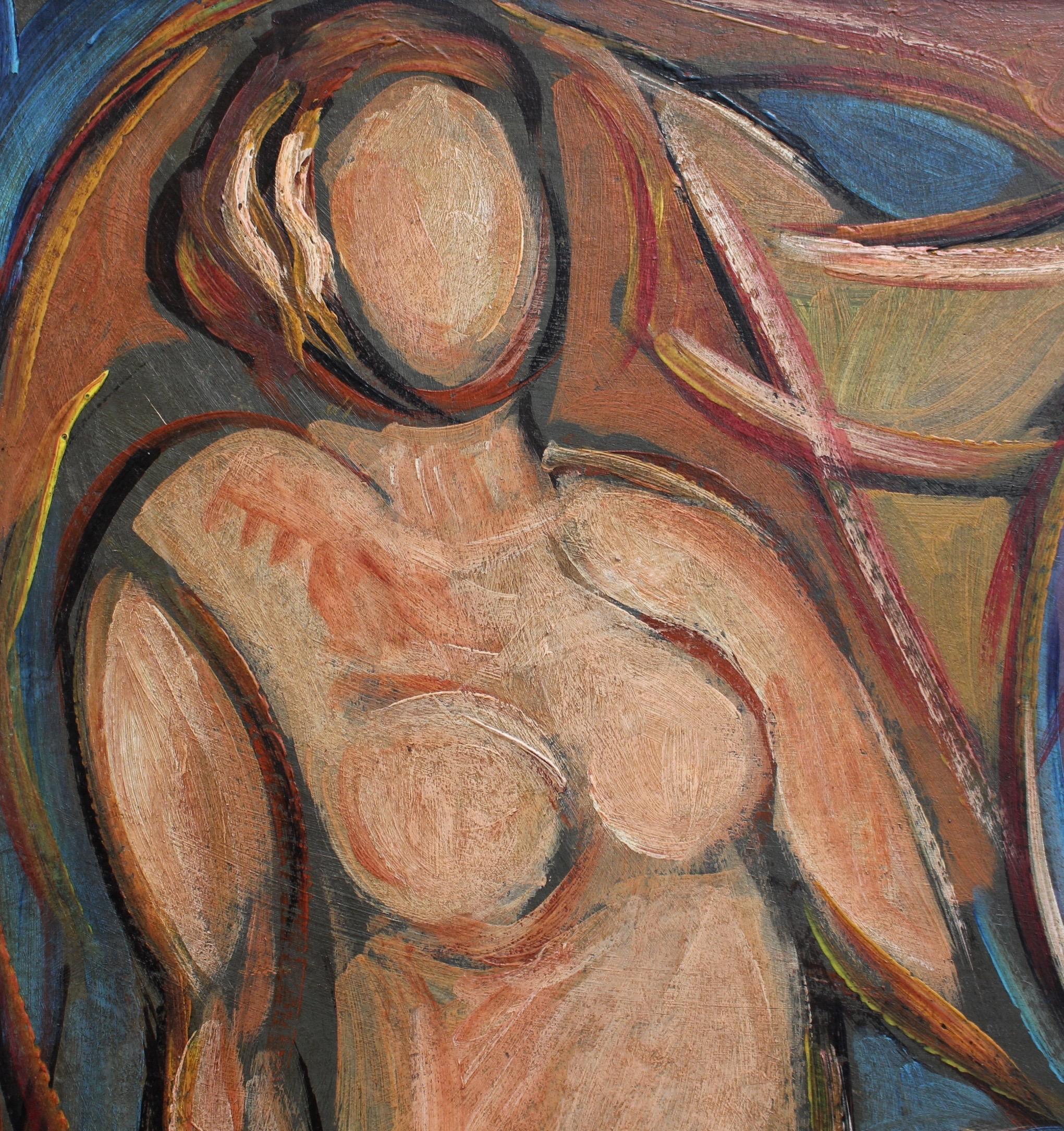 'Nudes in Repose' by STM, Mid-Century Modern Cubist Portrait Painting, Berlin 2