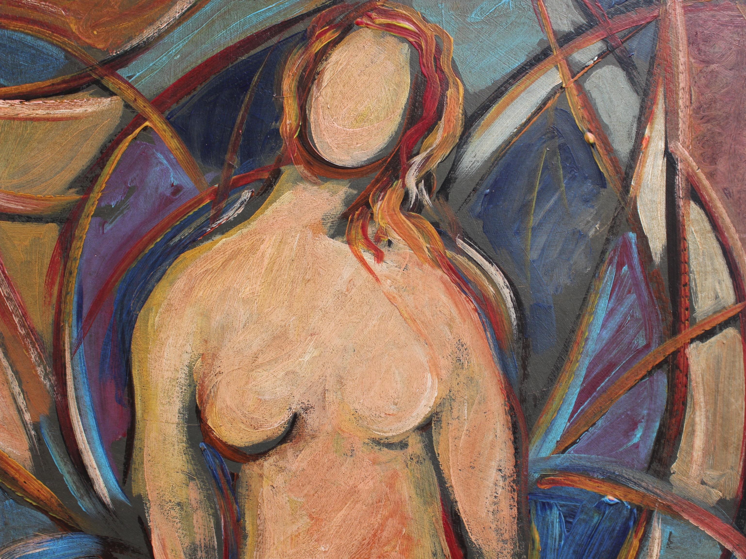 'Nudes in Repose' by STM, Mid-Century Modern Cubist Portrait Painting, Berlin 3