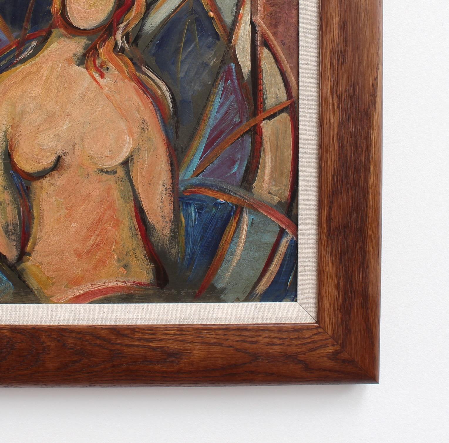 'Nudes in Repose' by STM, Mid-Century Modern Cubist Portrait Painting, Berlin 7