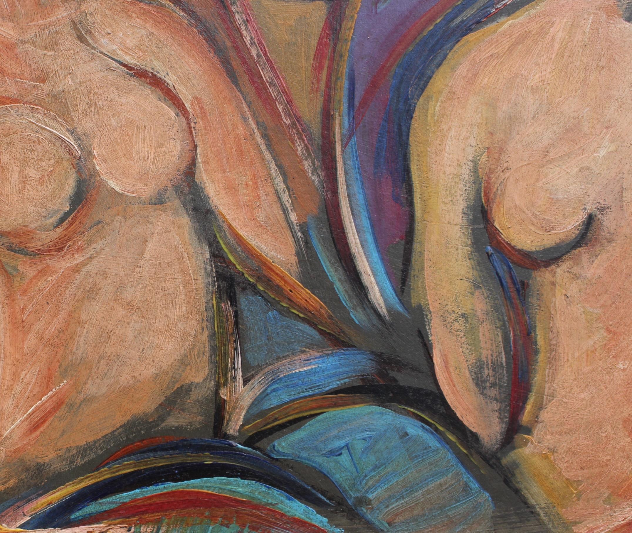 'Nudes in Repose' by STM, Mid-Century Modern Cubist Portrait Painting, Berlin 5