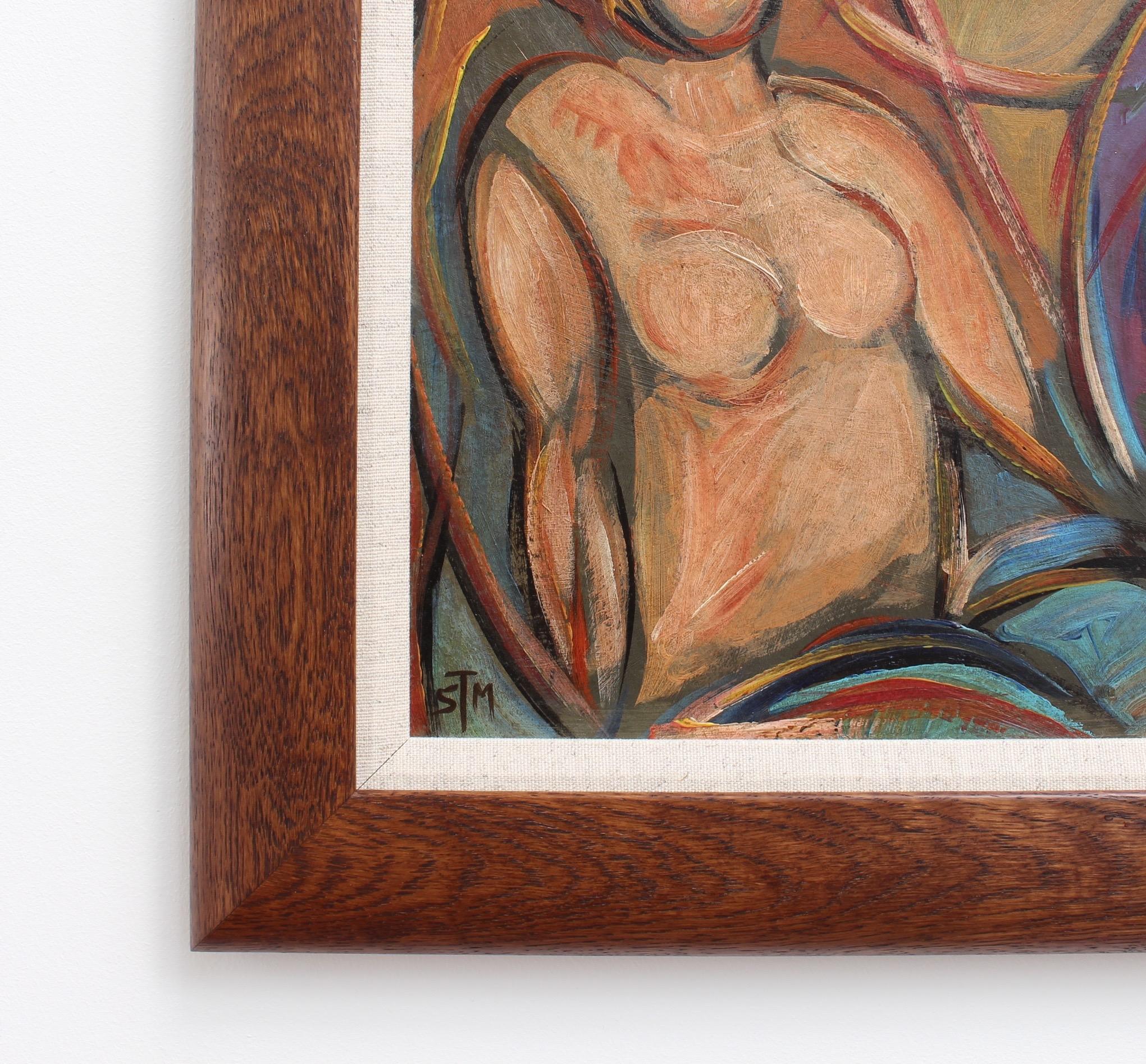 'Nudes in Repose' by STM, Mid-Century Modern Cubist Portrait Painting, Berlin 8