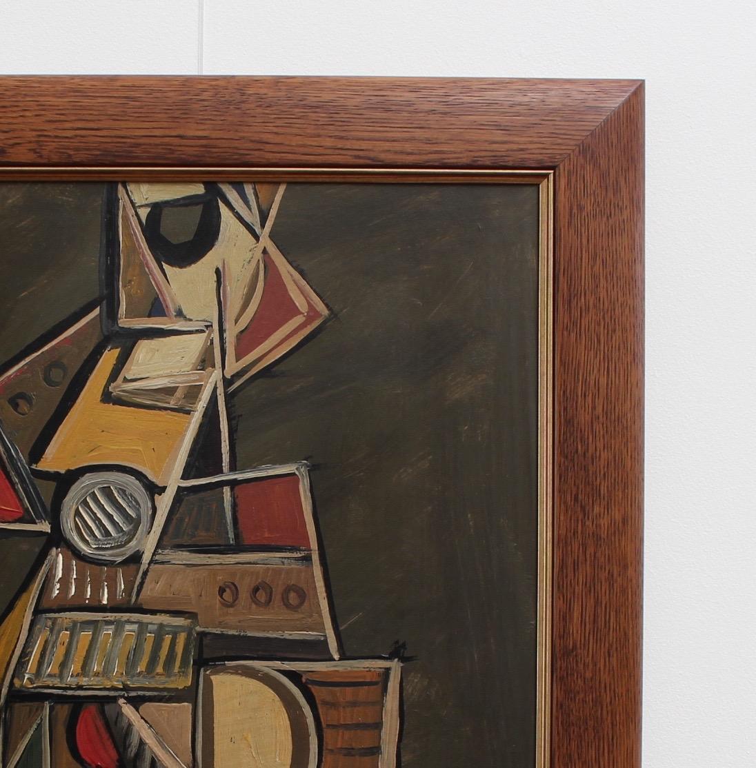 'Cubist Instrumentalist' by V.R., Mid-Century Abstract Oil Painting, Berlin 4